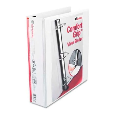 Universal Universal Comfort Grip Deluxe Plus D-Ring View Binder, 2" Capacity, 8-1/2 x 11, White 30732